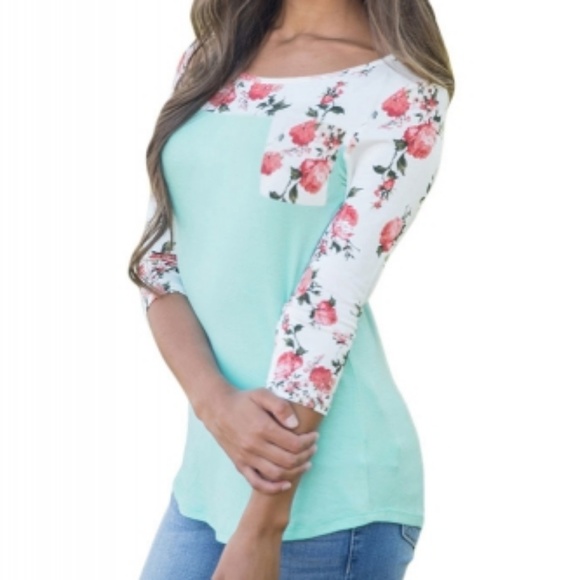 Starlights Fashon Tops - Floral Printed Baby Blue Womens Top